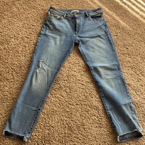 DL1961 destroyed hem ankle jeans